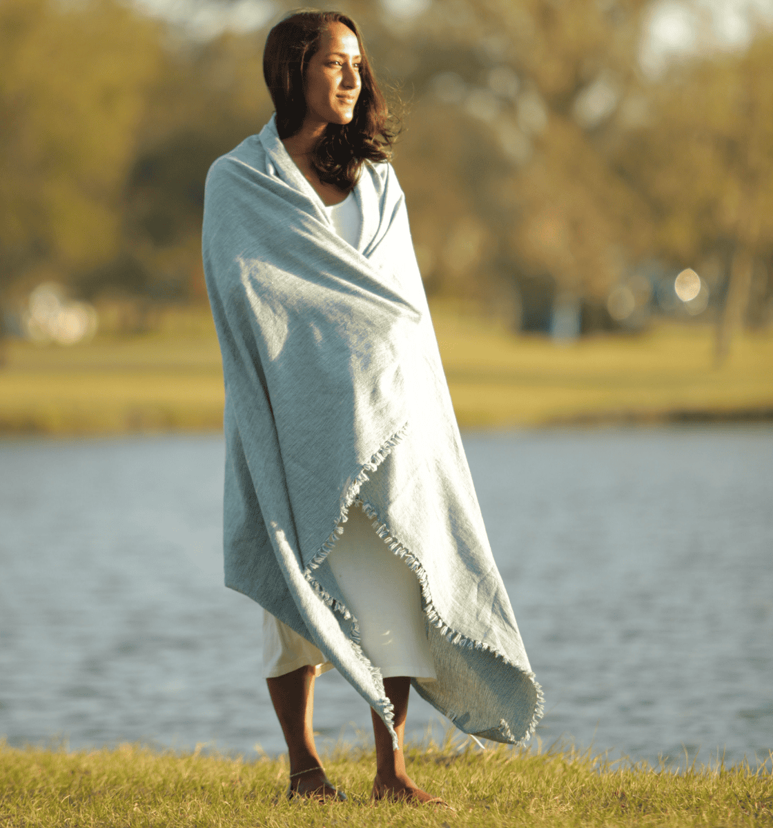 Tranquil Bug-Repellent Blanket – Oversized Insect Shield® Outdoor Throw Made with 100% Khadi Cotton